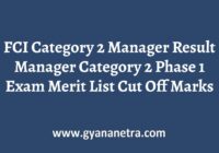 FCI Category 2 Manager Result