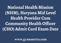 Haryana CHO Admit Card