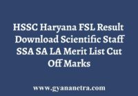 Haryana FSL Scientific Staff Result