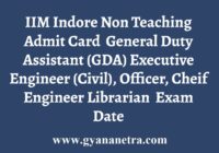 IIM Indore Non Teaching Admit Card