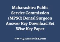 MPSC Dental Surgeon Answer Key