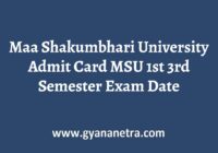 Maa Shakumbhari University Admit Card