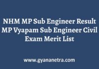 NHM MP Sub Engineer Result Merit List