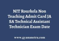 NIT Rourkela Non Teaching Admit Card