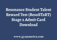 Resostart Stage 2 Admit Card