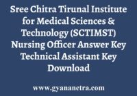 SCTIMST Nursing Officer Answer Key