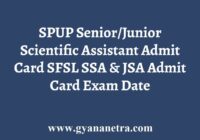 SPUP JSA SSA Admit Card