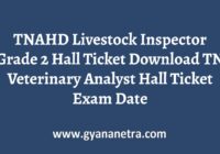 TNAHD Livestock Inspector Grade 2 Hall Ticket