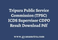 Tripura ICDS Supervisor CDPO Result