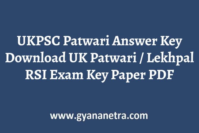UKPSC Patwari Answer Key Paper