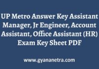 UP Metro Answer Key Paper PDF