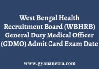 West Bengal GDMO Admit Card
