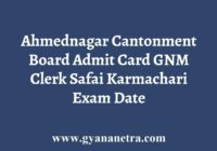 Ahmednagar Cantonment Board Admit Card