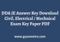 DDA JE Answer Key Paper PDF