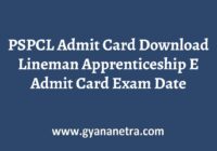 PSPCL Admit Card Exam Date