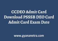 CCDEO Admit Card PSSSB Clerk