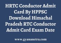 HRTC Conductor Admit Card