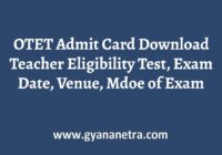OTET Admit Card Exam Date