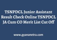 TSNPDCL Junior Assistant Result Merit List