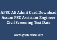 APSC AE Admit Card Exam Date