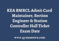 KEA BMRCL Admit Card