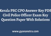 Kerala PSC CPO Answer Key Paper PDF