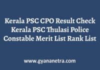 Kerala PSC CPO Result Merit List