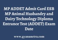 MP ADDET Admit Card