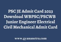 PSC JE Admit Card