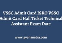 VSSC Admit Card Hall Ticket
