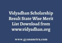 Vidyadhan Scholarship Result