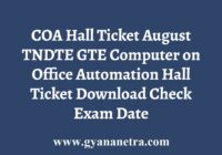 COA Hall Ticket August