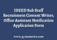 IDEED Sub Staff Recruitment