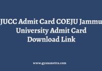 JUCC Admit Card Exam Date