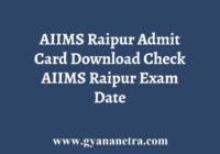 AIIMS Raipur Admit Card