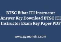 BTSC Bihar ITI Instructor Answer Key Paper PDF