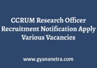 CCRUM Research Officer Recruitment