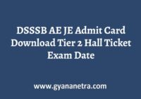 DSSSB AE JE Admit Card Tier 2 Exam Date