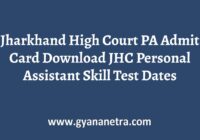Jharkhand High Court PA Admit Card Skill Test
