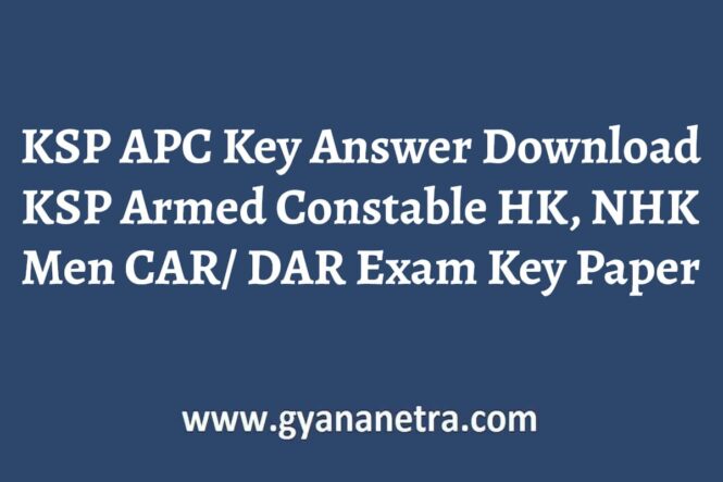 KSP APC Key Answer Sheet PDF
