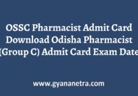 OSSC Pharmacist Admit Card Group C Exam Date