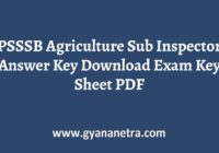 PSSSB Agriculture Sub Inspector Answer Key