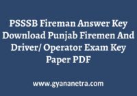 PSSSB Fireman Answer Key Driver Operator Exam
