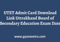 UTET Admit Card Download Link
