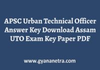 APSC Urban Technical Officer Answer Key Paper PDF
