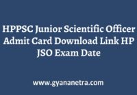 HPPSC Junior Scientific Officer Admit Card Exam Date