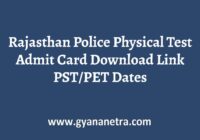 Rajasthan Police Physical Test Admit Card