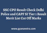 SSC CPO Result Merit List