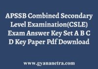 APSSB CSLE Answer Key