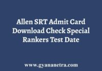 Allen SRT Admit Card